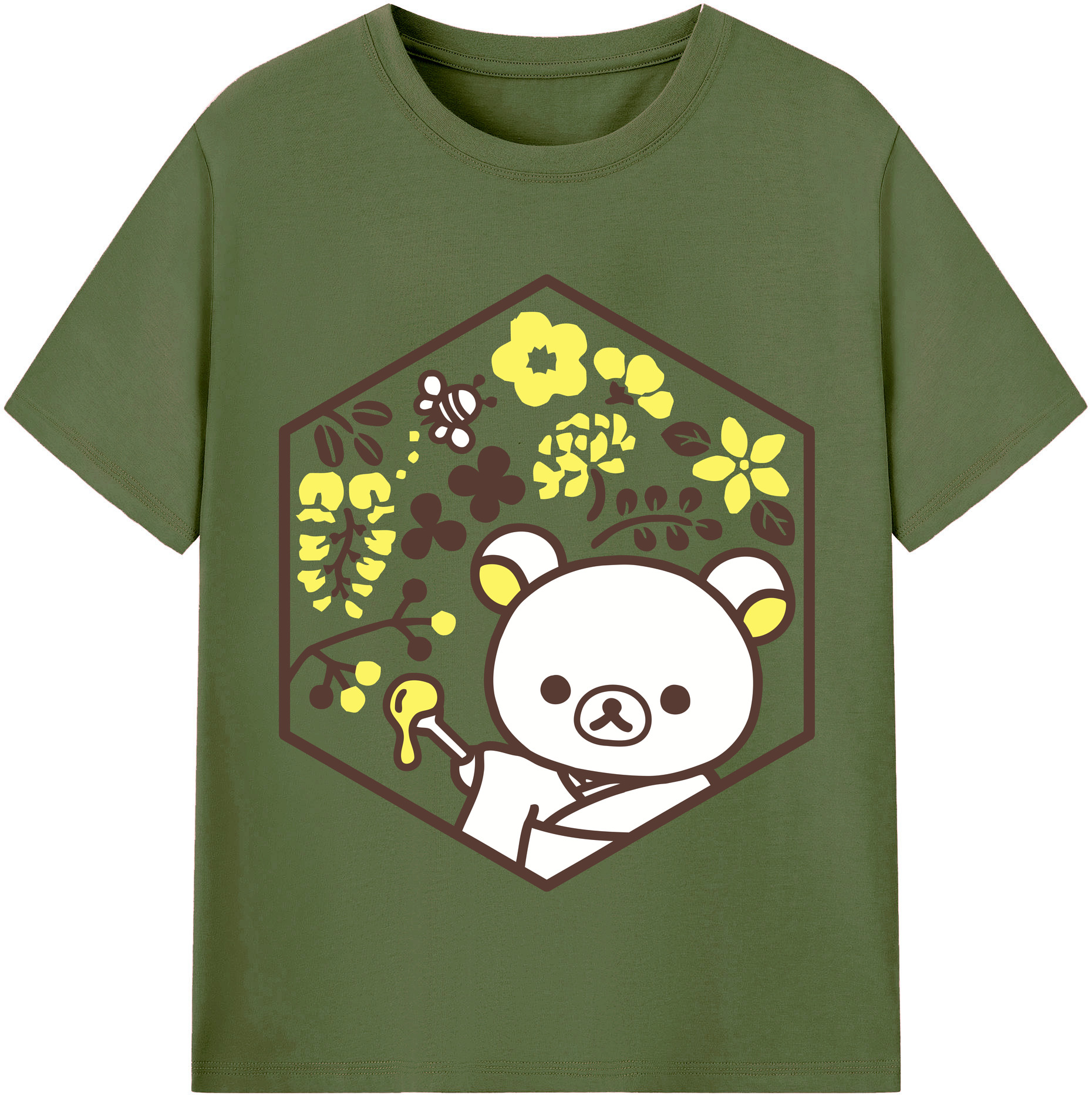 （画像用） リラックマ リラックマ キイロイトリ Rilakkuma Korilakkuma Kiiroitori 綿100％半袖Tシャツ（フロントプリント）